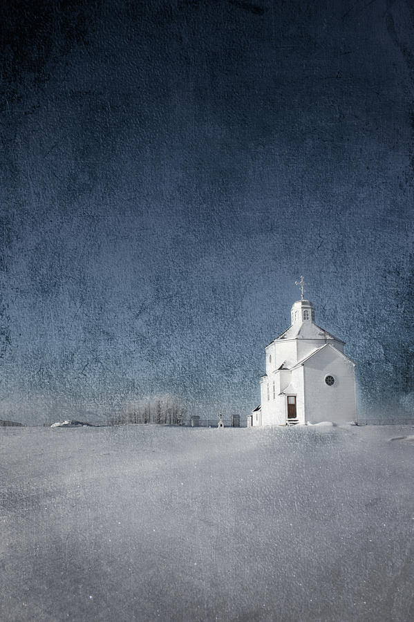 Winter Photograph - White Church by Larysa  Luciw