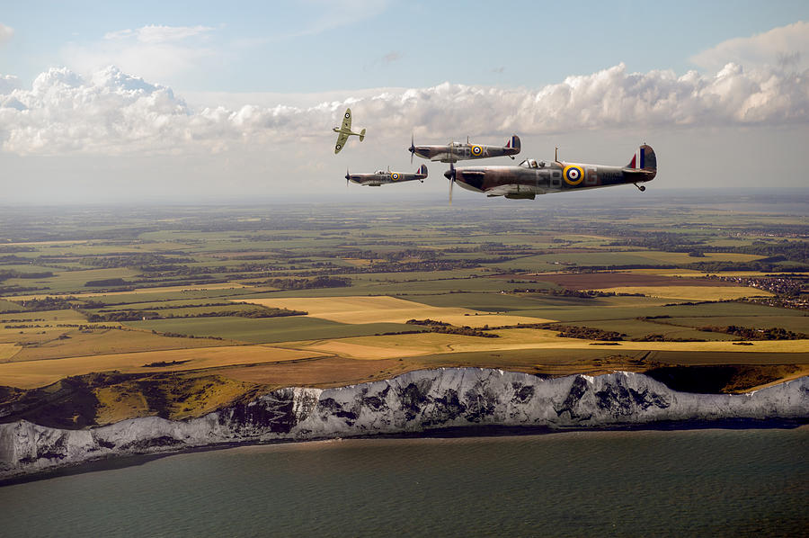 White Cliffs Spitfires Photograph by Gary Eason