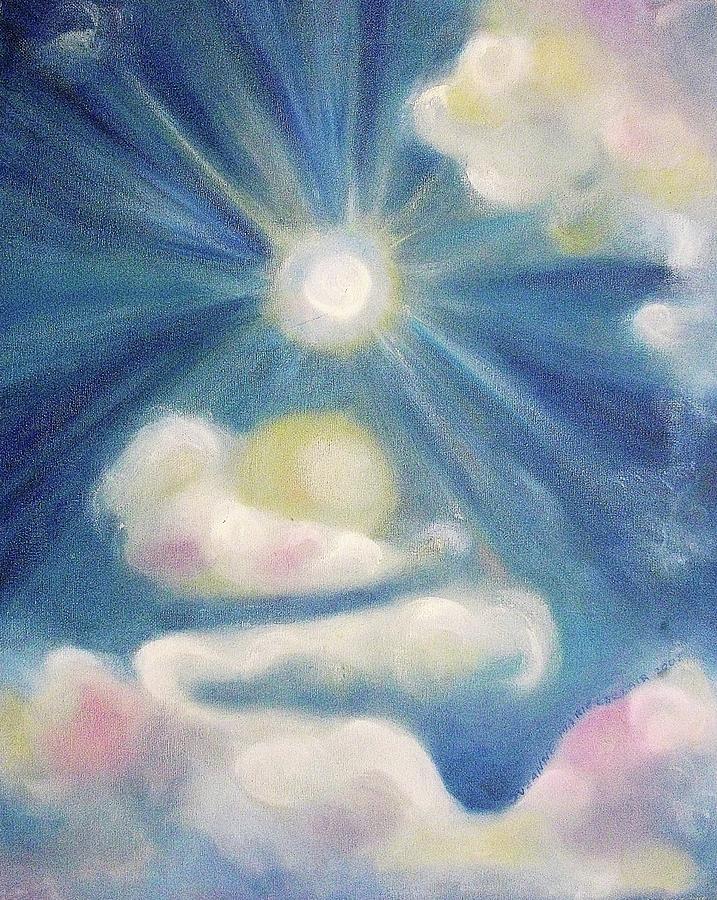 sunlight through clouds painting