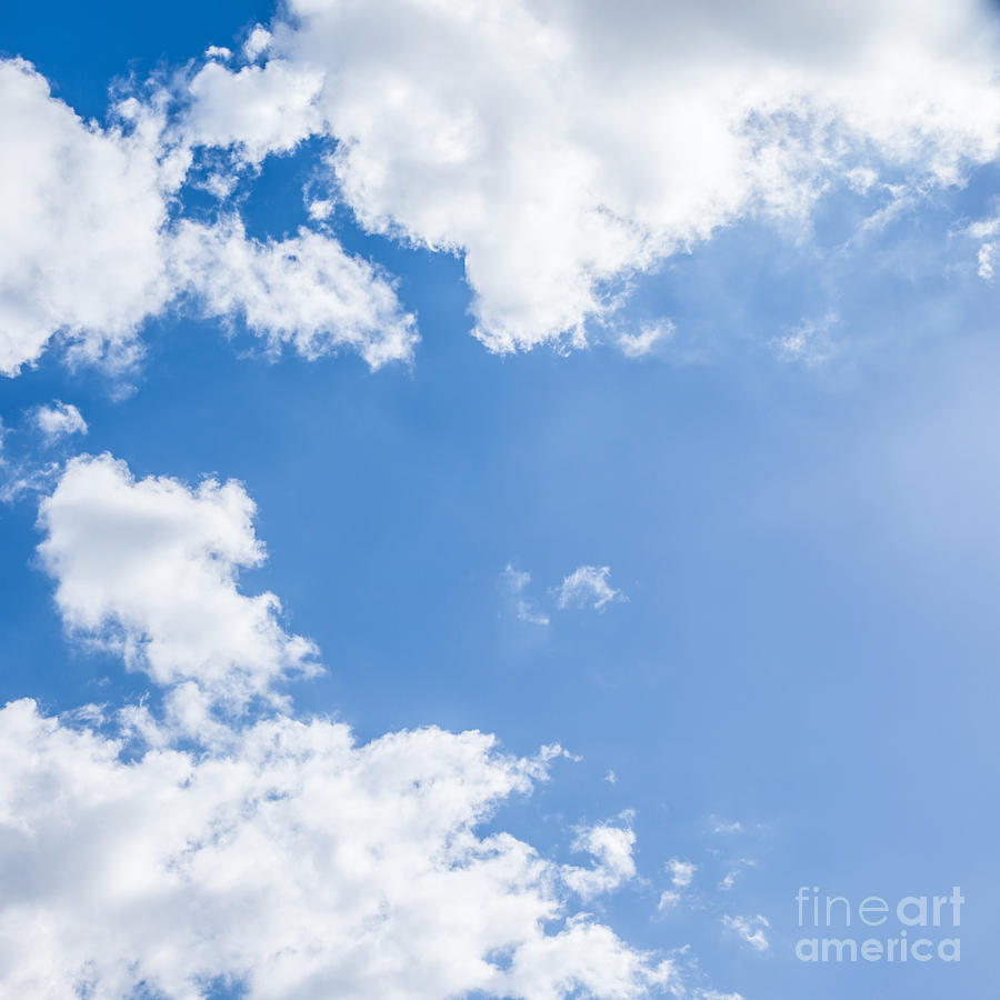 Abstract Photograph - White clouds on blue sky by Anna Om