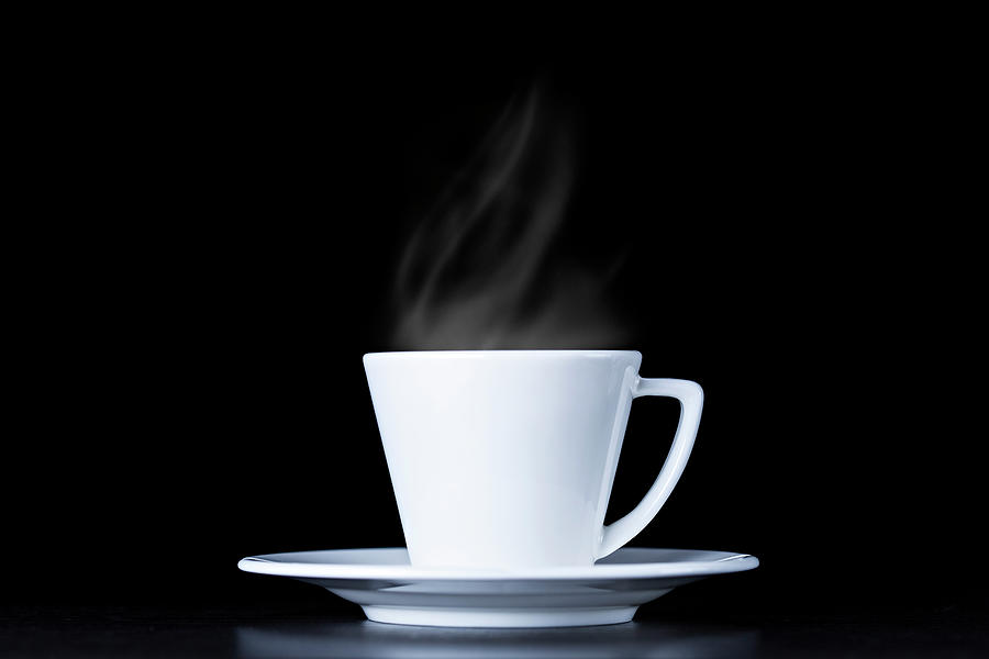 White Coffee Cup And Steam On Black Photograph by Bjorn Holland