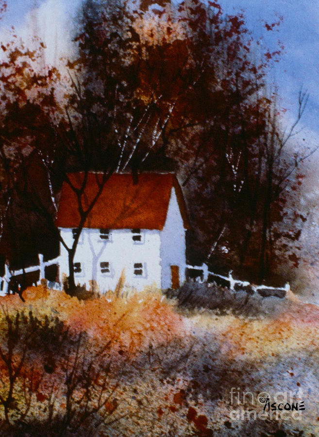 White Cottage Painting by Teresa Ascone