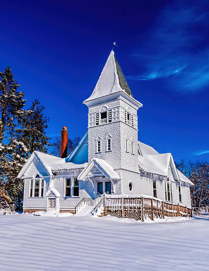White Country Church Winter Photograph by Nick Zelinsky Jr
