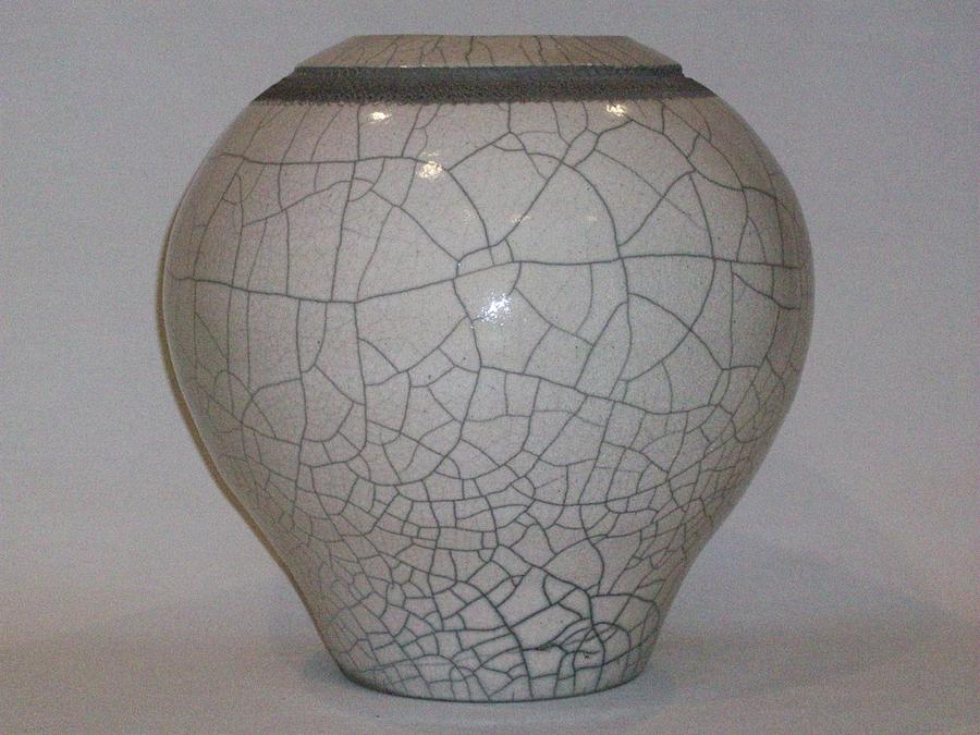 White Crackle 2 Ceramic Art by Mike Daley