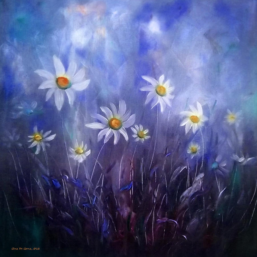 White Daisies Painting by Gina De Gorna