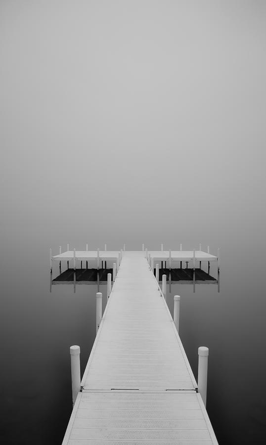 White Dock in Fog 1 Photograph by Greg Jackson