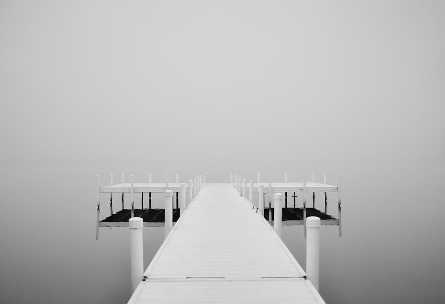White Dock in Fog 2 Photograph by Greg Jackson