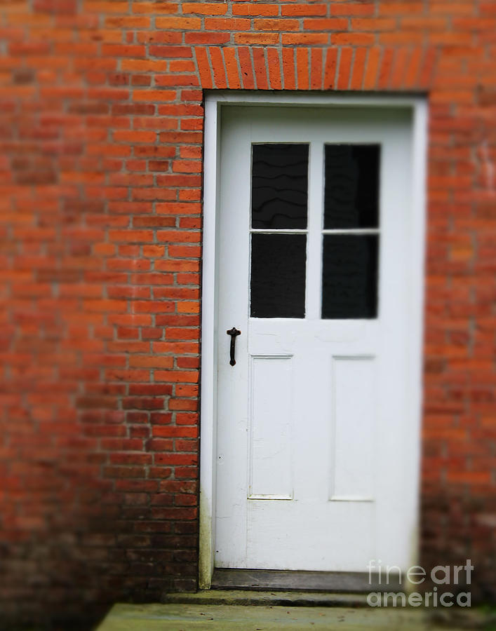 Brick Photograph - White Door by Pamela Walters