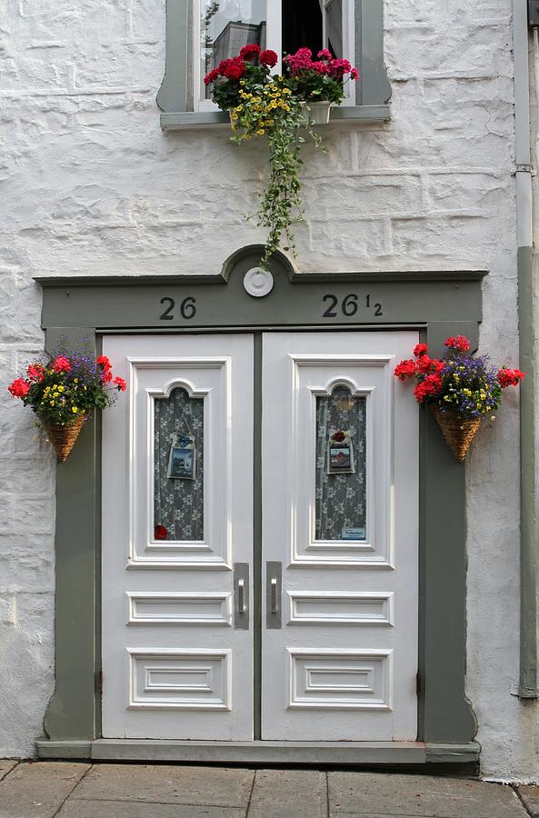 White Doors with Flowers in Quebec Photograph by Juergen Roth