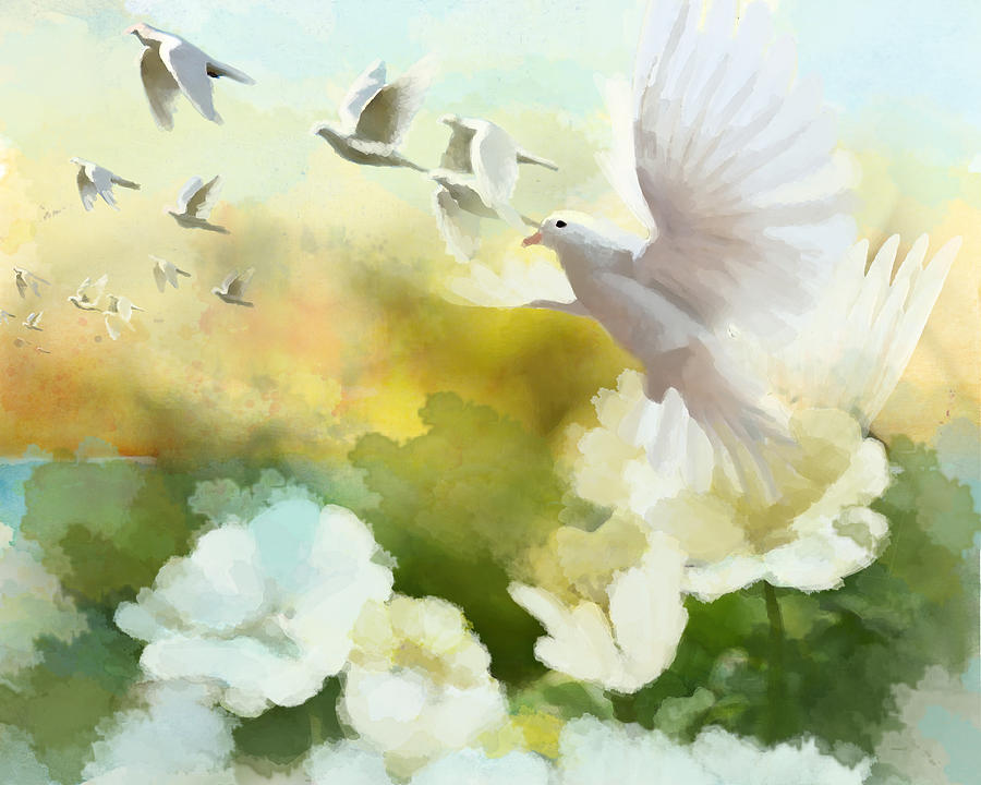 White Doves Painting by Catf
