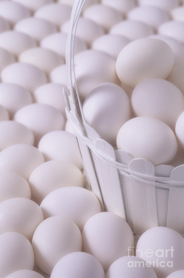 White eggs in basket Photograph by Jim Corwin