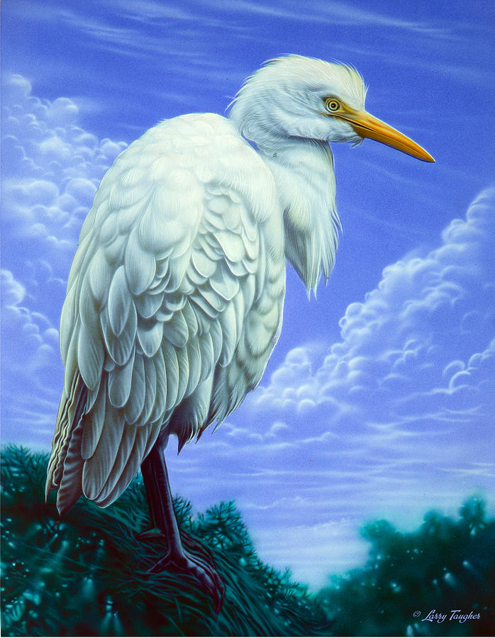 White Egret Painting by JQ Licensing