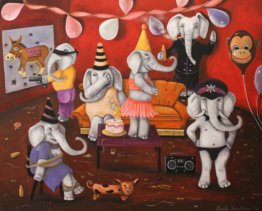 White Elephant Party Painting by Leah Saulnier The Painting Maniac