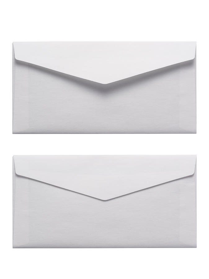 White Envelope on White Background Photograph by MirageC