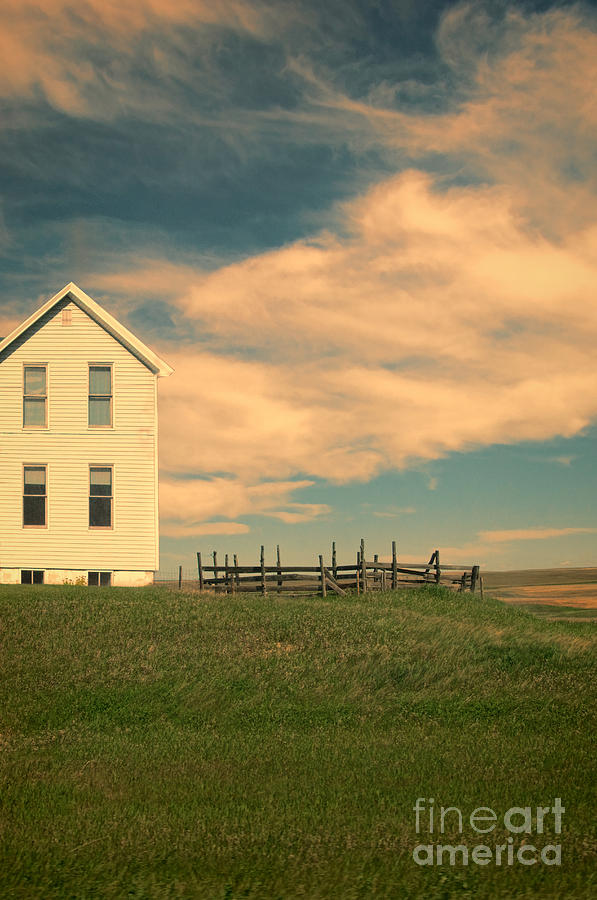 White Farmhouse and Corral Photograph by Jill Battaglia