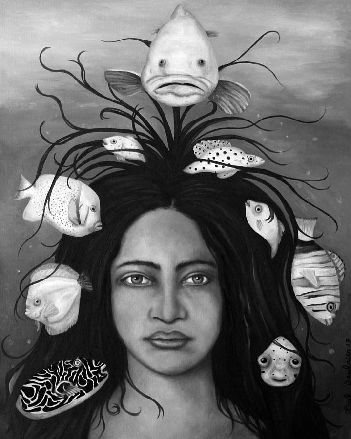 White Fish bw Painting by Leah Saulnier The Painting Maniac