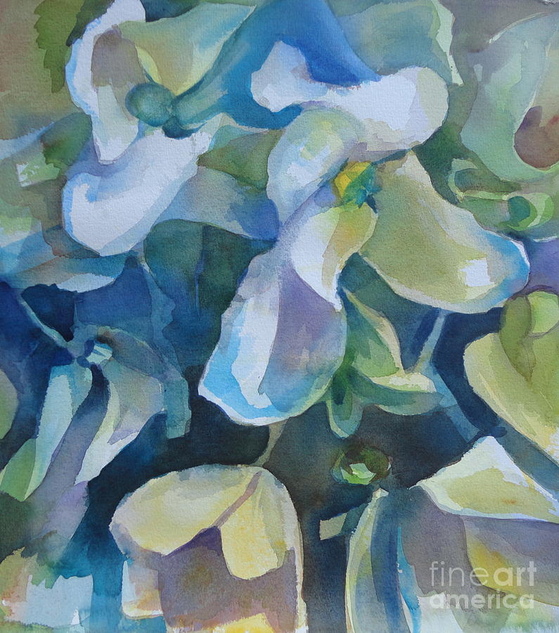 White Floral Bouquet Painting by Sri Rao