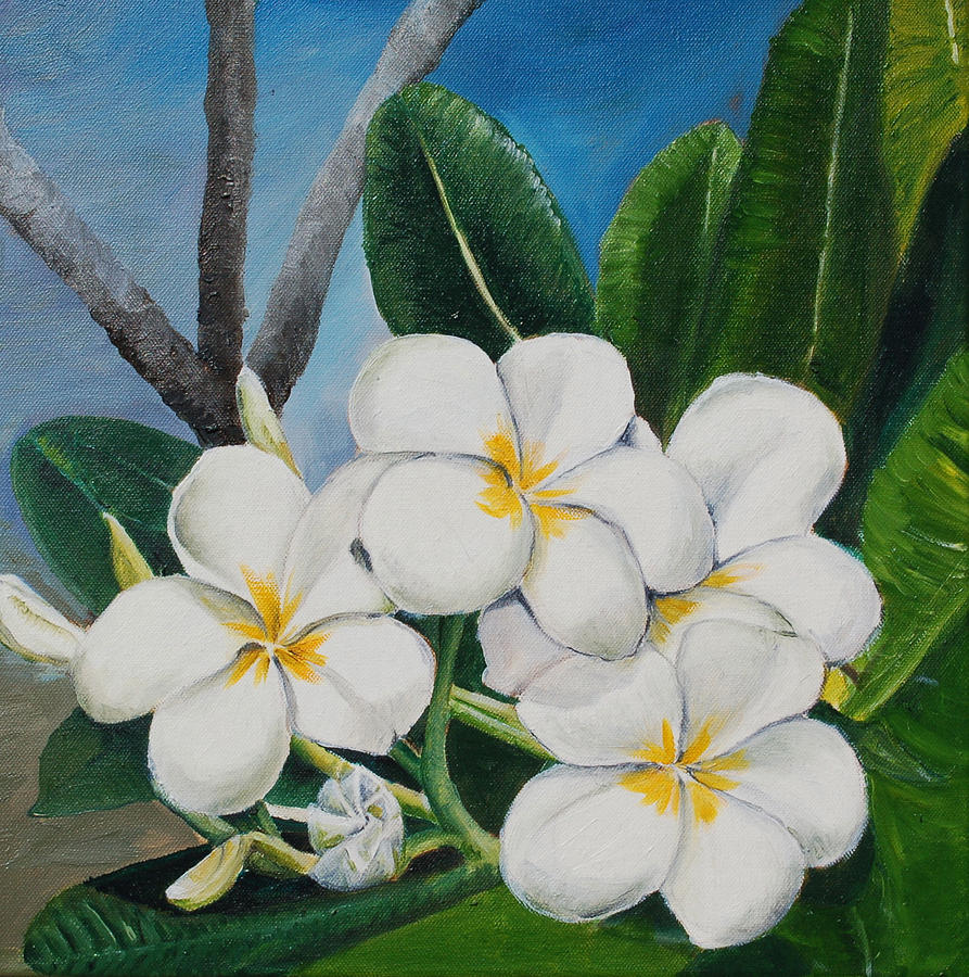 White Flower Painting by Teresa Smith