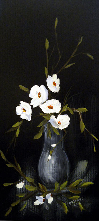 White Flowers In A Vase Painting by Dorothy Maier