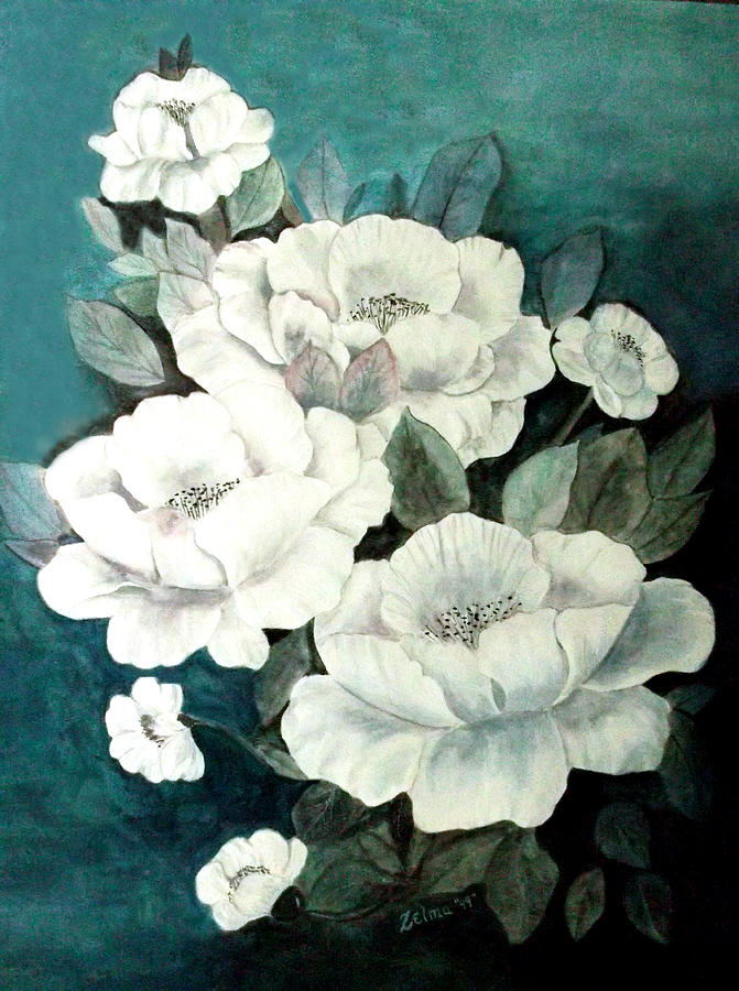 White Flowers Painting - White Flowers by Zelma Hensel