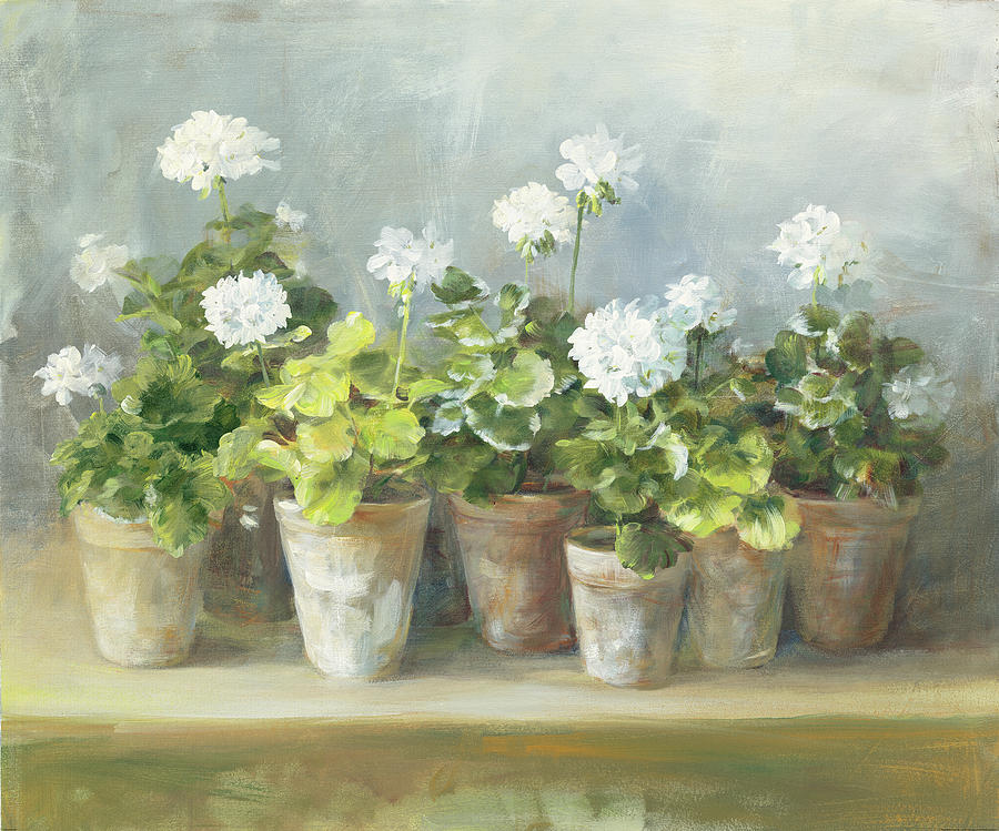 Flower Painting - White Geraniums by Danhui Nai