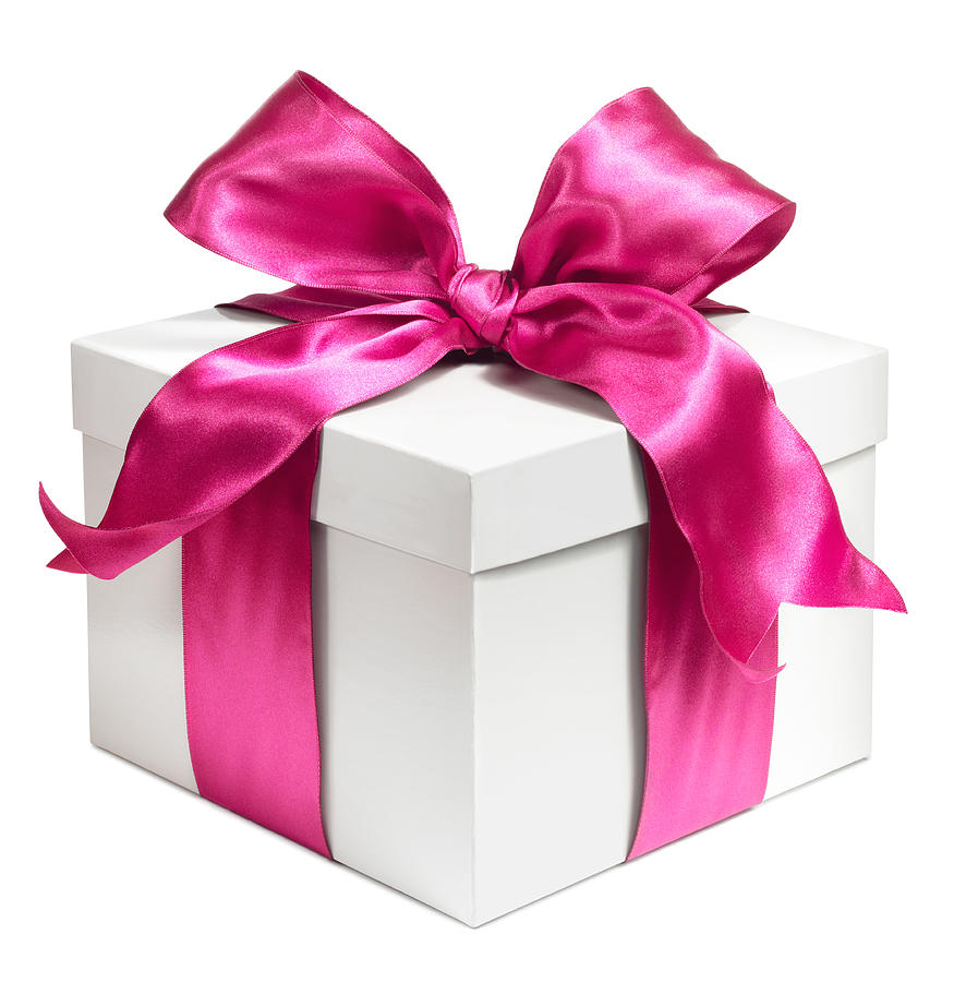 White gift wrapped in Pink bow Photograph by Lauren Burke