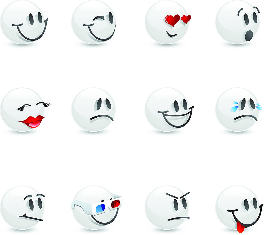 White Glass Emoticons Drawing by Lumpynoodles