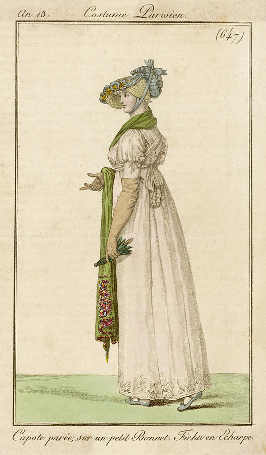 White Gown With Self- Embroidered Hem Drawing by Mary Evans Picture ...