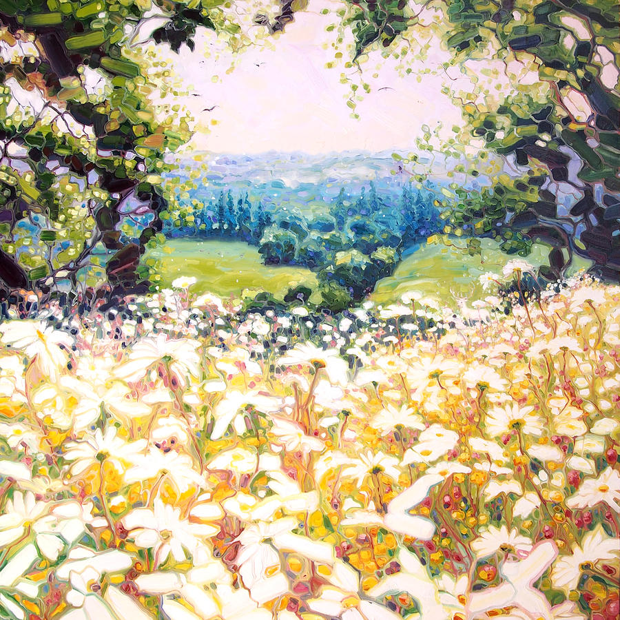 white hart of a Sussex field Painting by Gill Bustamante