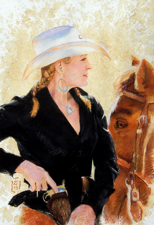 Horse Drawing - White Hat by Debra Jones