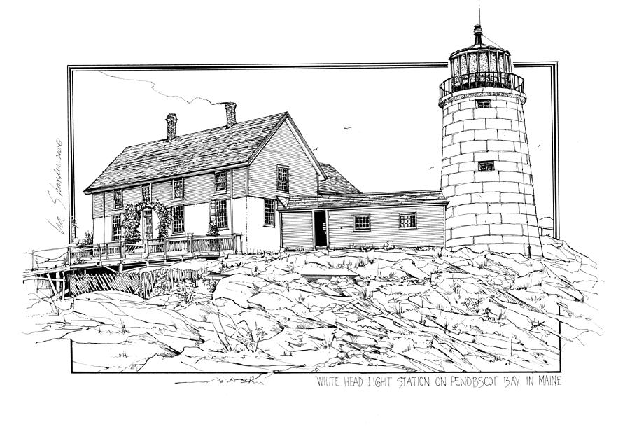 White Head Light Station Penobscot Maine Drawing by Ira Shander