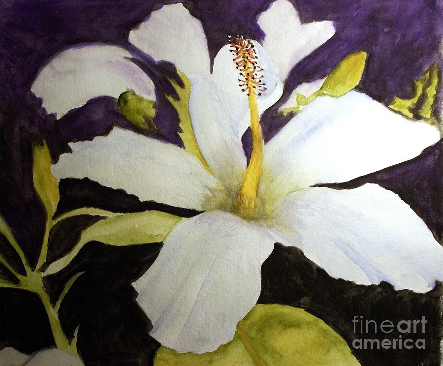 White Hibiscus Painting by Carol Grimes