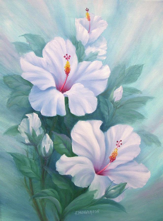 White Hibiscus Painting - White Hibiscus by Francine Henderson White Hibiscus Painting - White Hibiscus by Francine Henderson