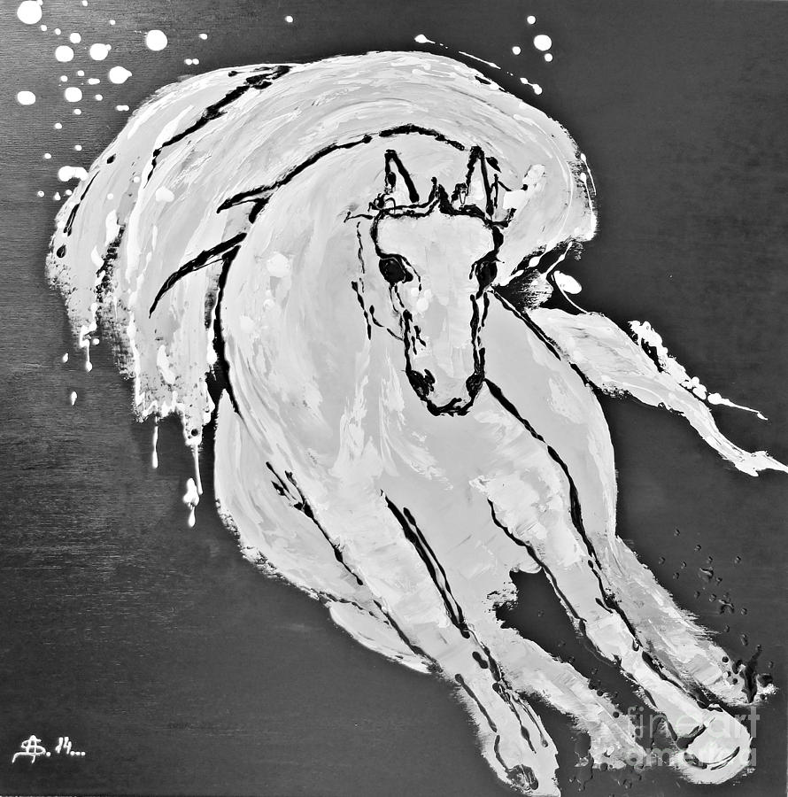 White Horse Painting by Amalia Suruceanu