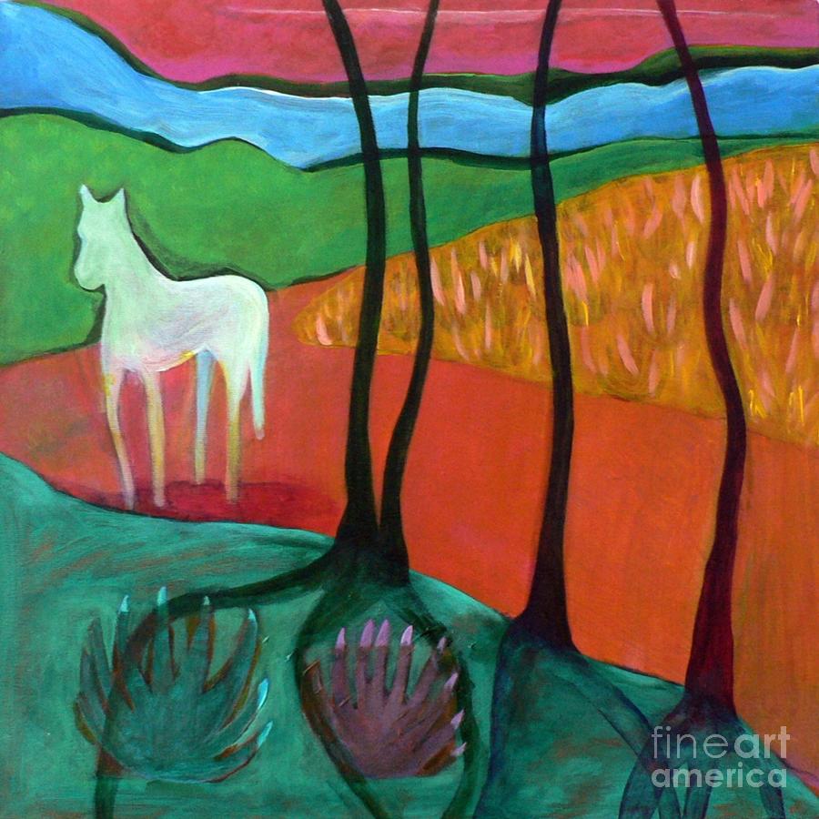 White Horse Painting by Elizabeth Fontaine-Barr