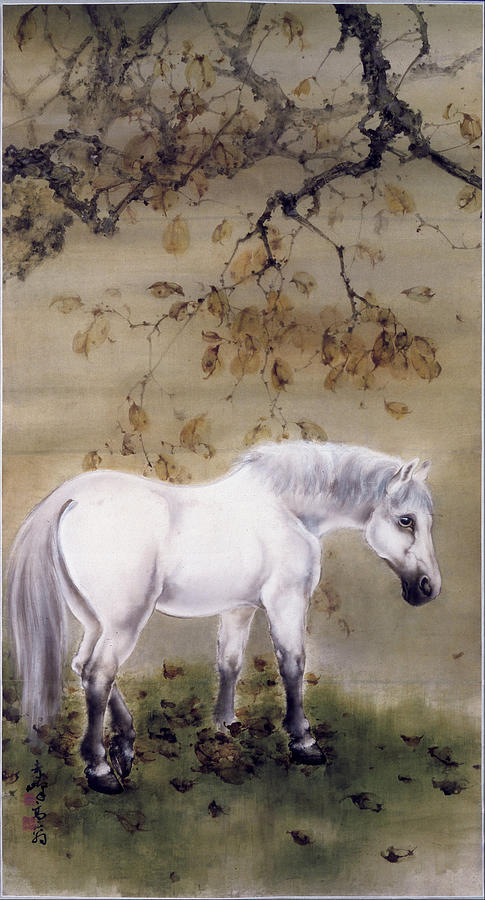 White horse Painting by Gao Qifeng