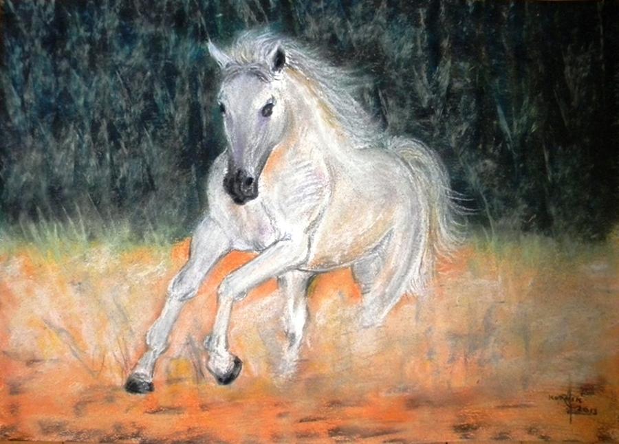 Nature Pastel - White Horse by Igor Kotnik