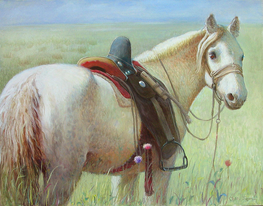 WHITE HORSE No.5  Painting by Ji-qun Chen