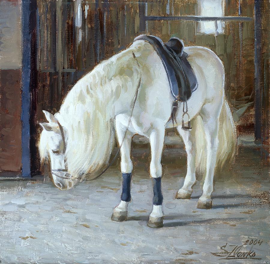 White horse Painting by Serguei Zlenko