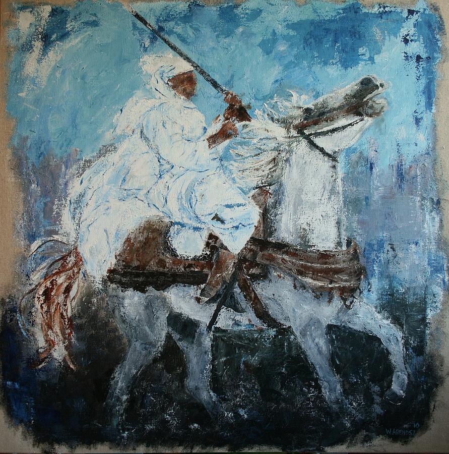 Horse Painting - White horse with Arab by Willem Arendsz