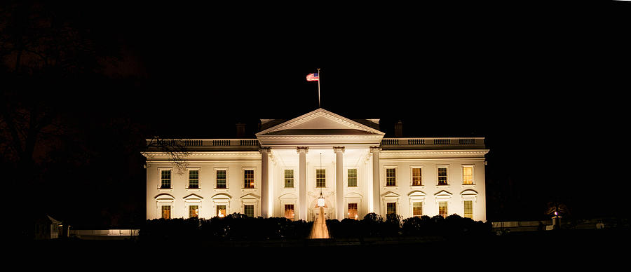 Flag Photograph - White House at Night by David Kay