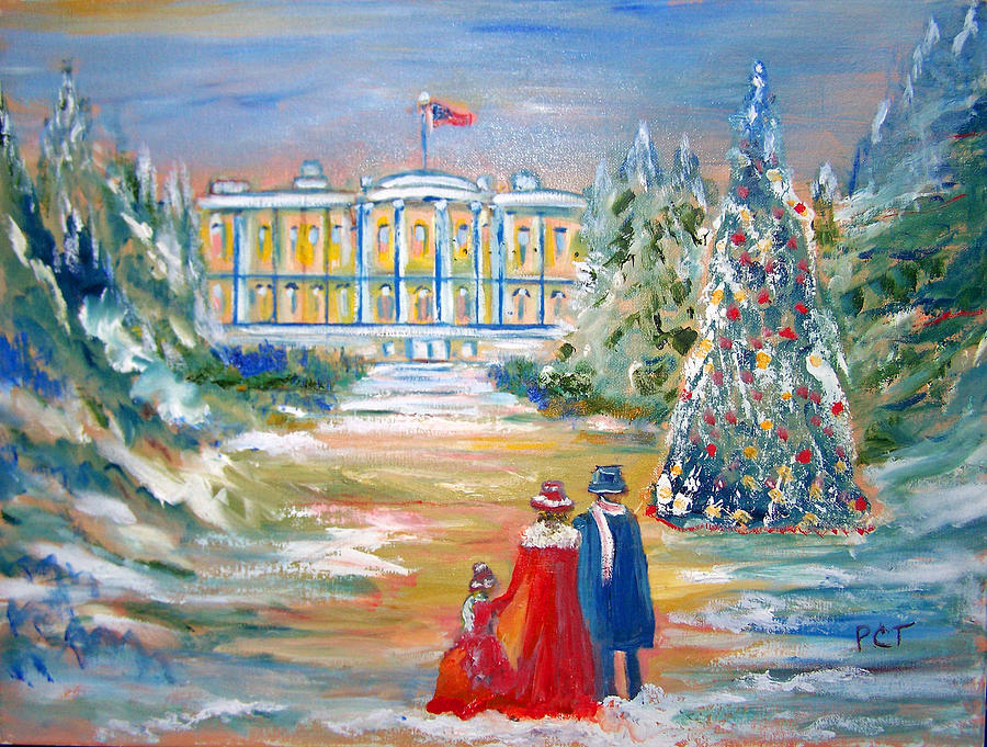 Flag Painting - White House on a Hill by Patricia Clark Taylor