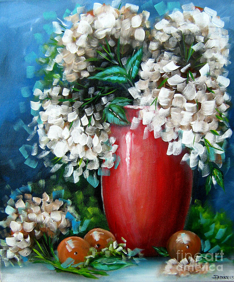 Flower Painting - White Hydrangeas by Bella Apollonia