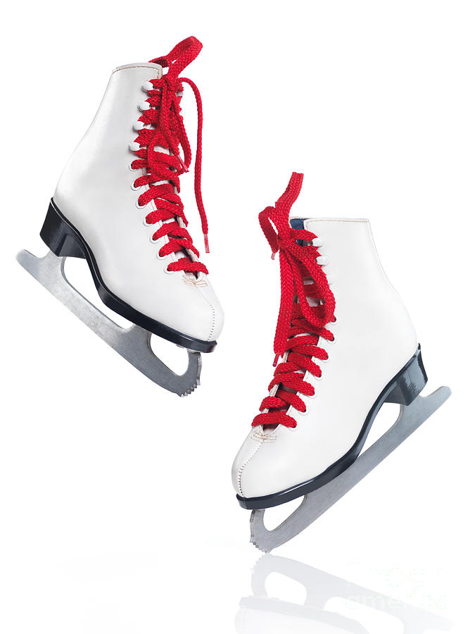 White ice skates with red laces Photograph by Maxim Images Exquisite Prints