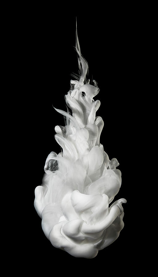White Ink In Water On Black Background Photograph by Biwa Studio