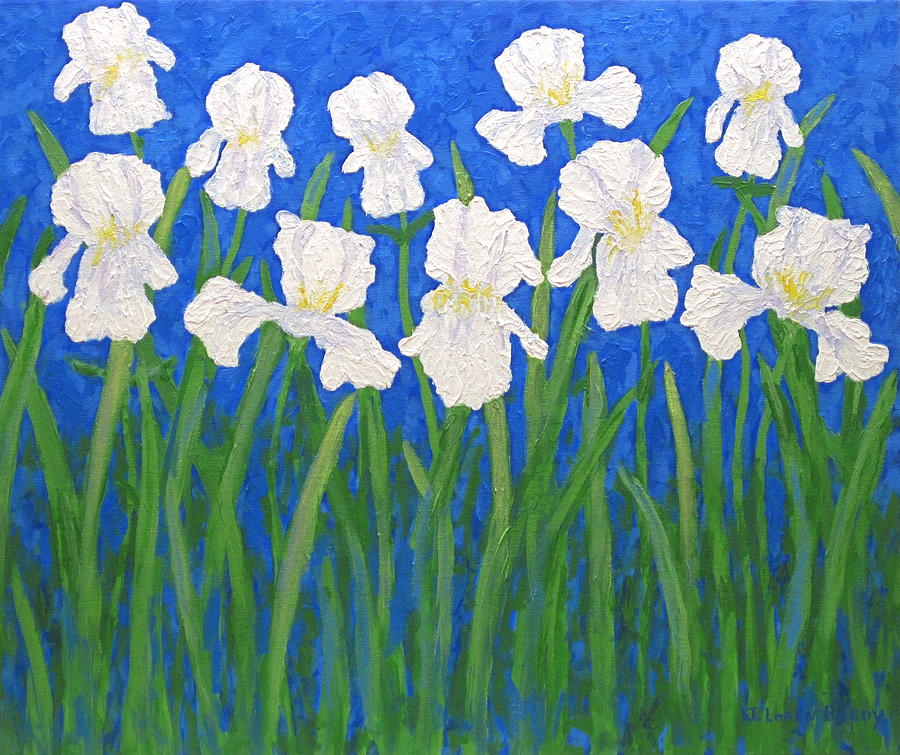 White Irises Painting by J Loren Reedy