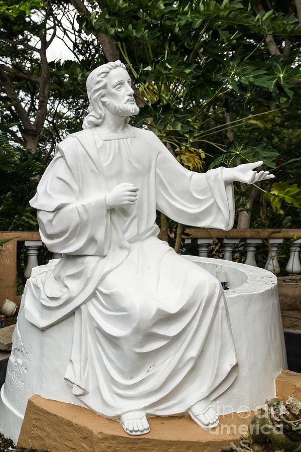 Jesus Christ Photograph - White Jesus statue by Tosporn Preede