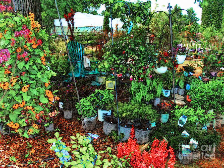 Flower Digital Art - White Lake Greenhouse and Nursery by David Blank