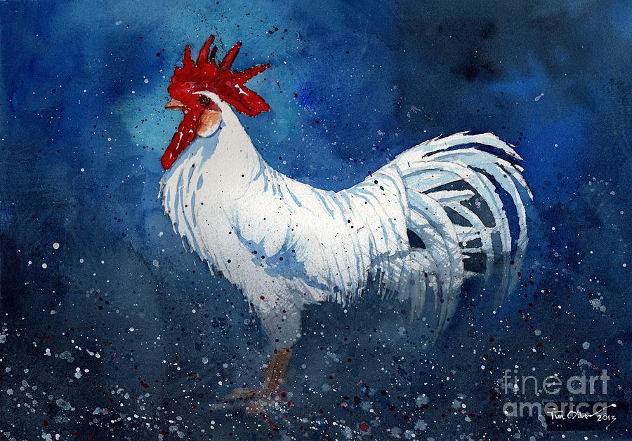 White Leghorn Painting by Tim Oliver