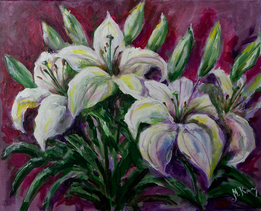 White Lilies Painting by Maxim Komissarchik